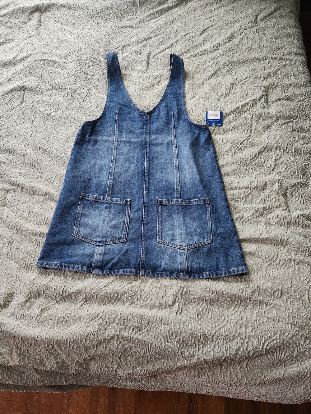 Juniors Blue Denim Pinafore Jumper Dress